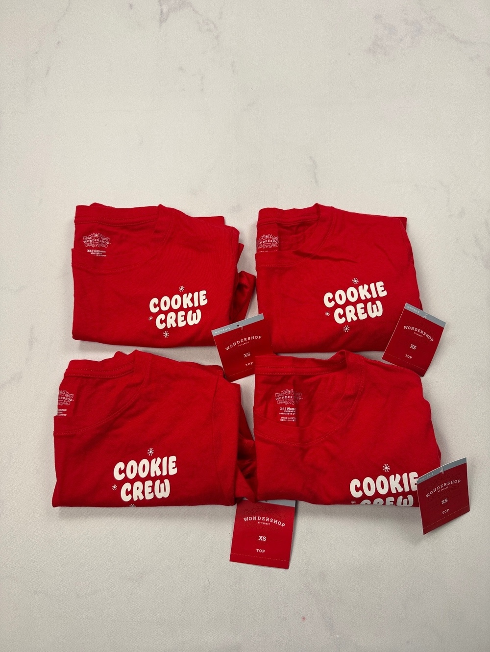 Wondershop Cookie Crew Graphic Tee Red Current Lot of 4 - Womens XS